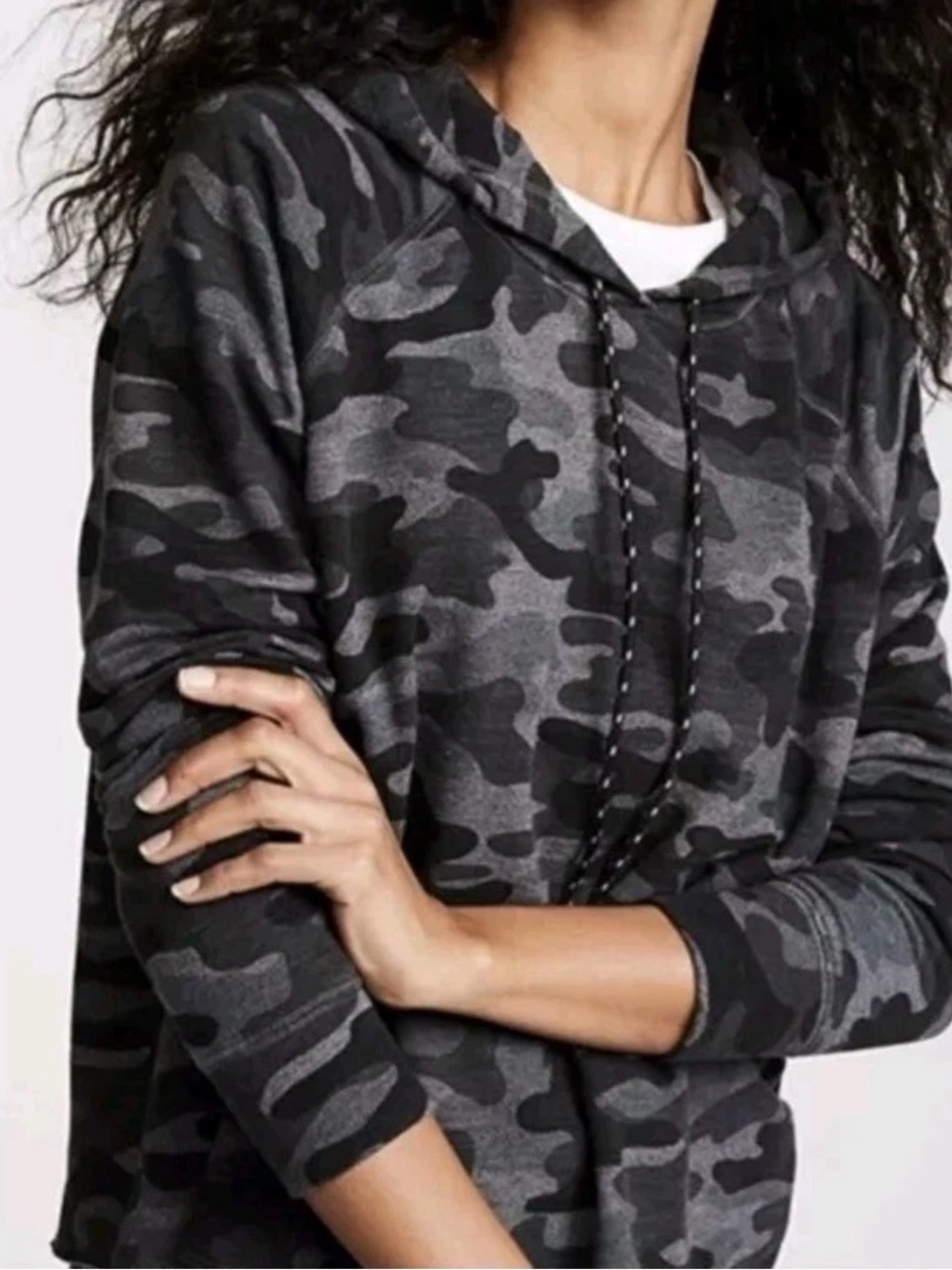 Sundry Black & Gray Camo Scoop Crew Hoodie